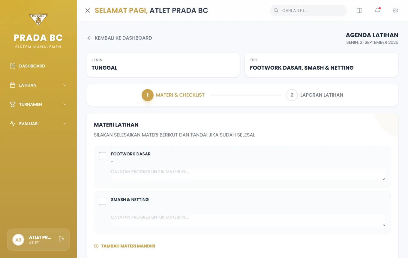 Langkah 1 — Materi & Checklist: daftar materi sesi.