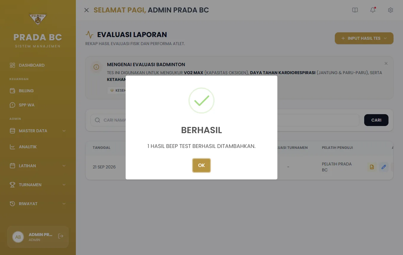 Pop-up konfirmasi.