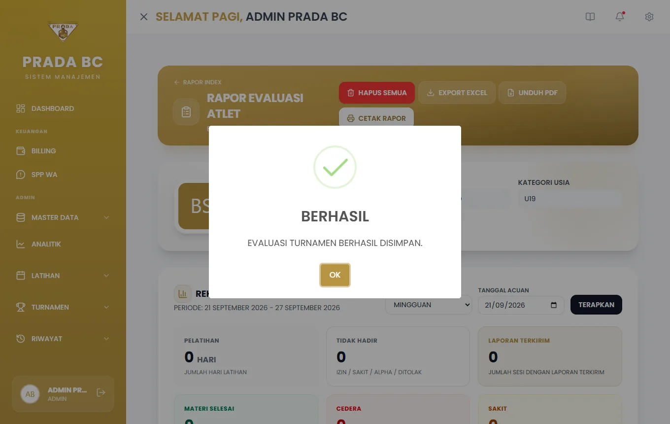Pop-up konfirmasi.