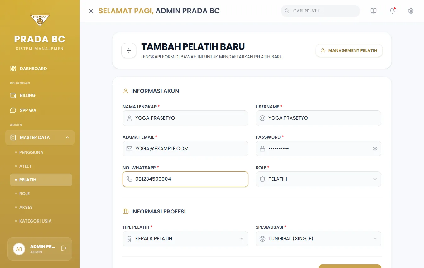 Contoh pengisian.