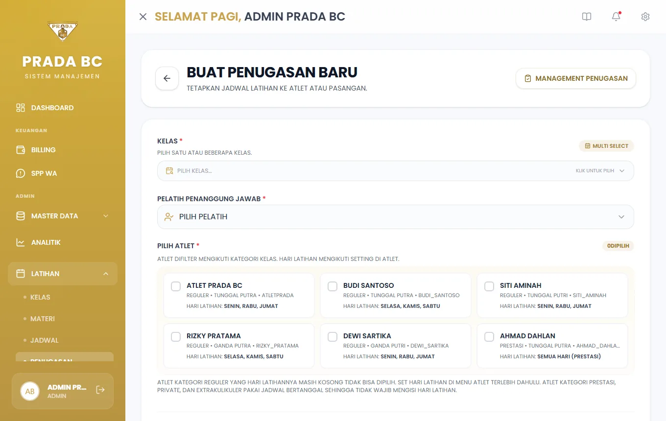 Formulir Buat Penugasan Baru.