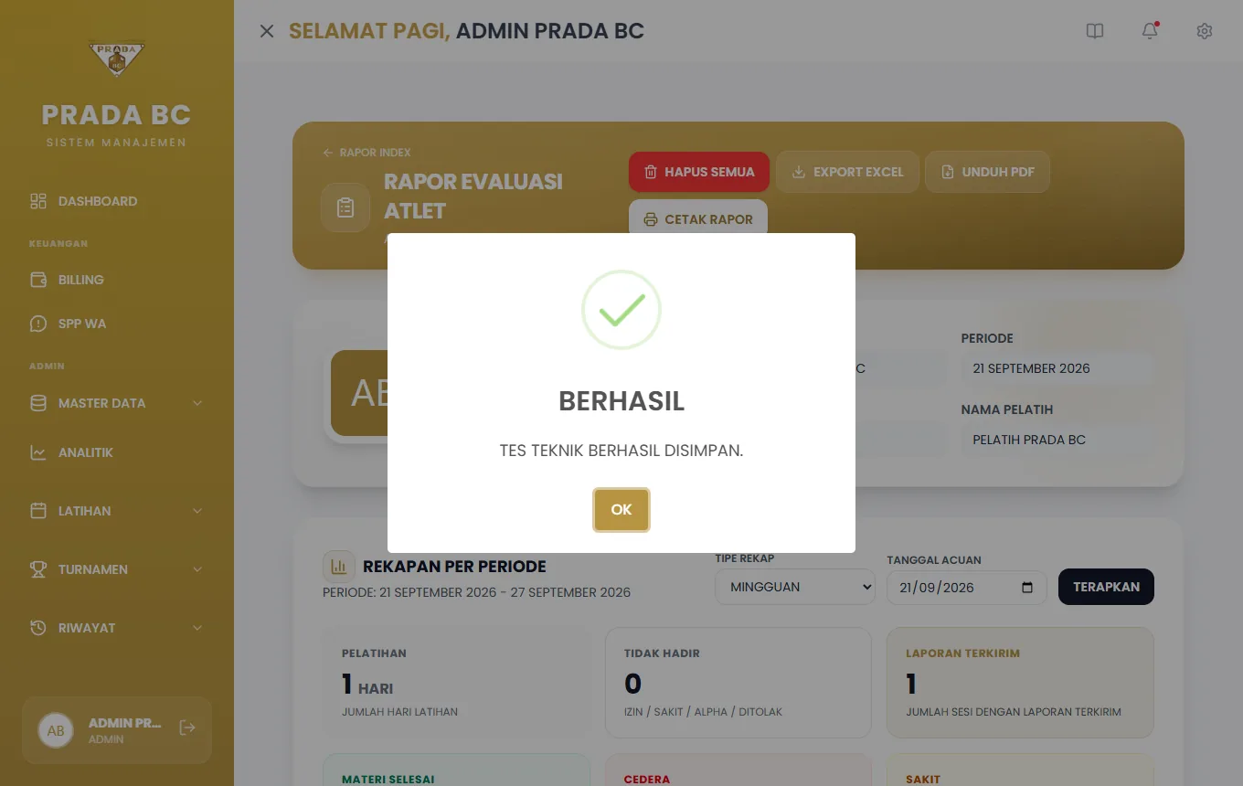 Pop-up konfirmasi.