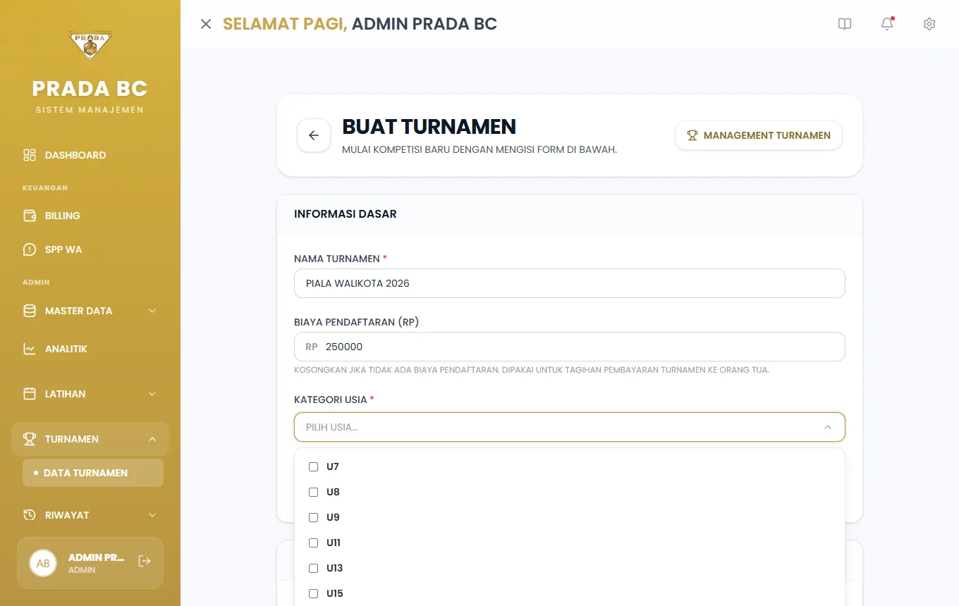 Dropdown **Kategori Usia**: centang satu atau lebih kelompok usia.